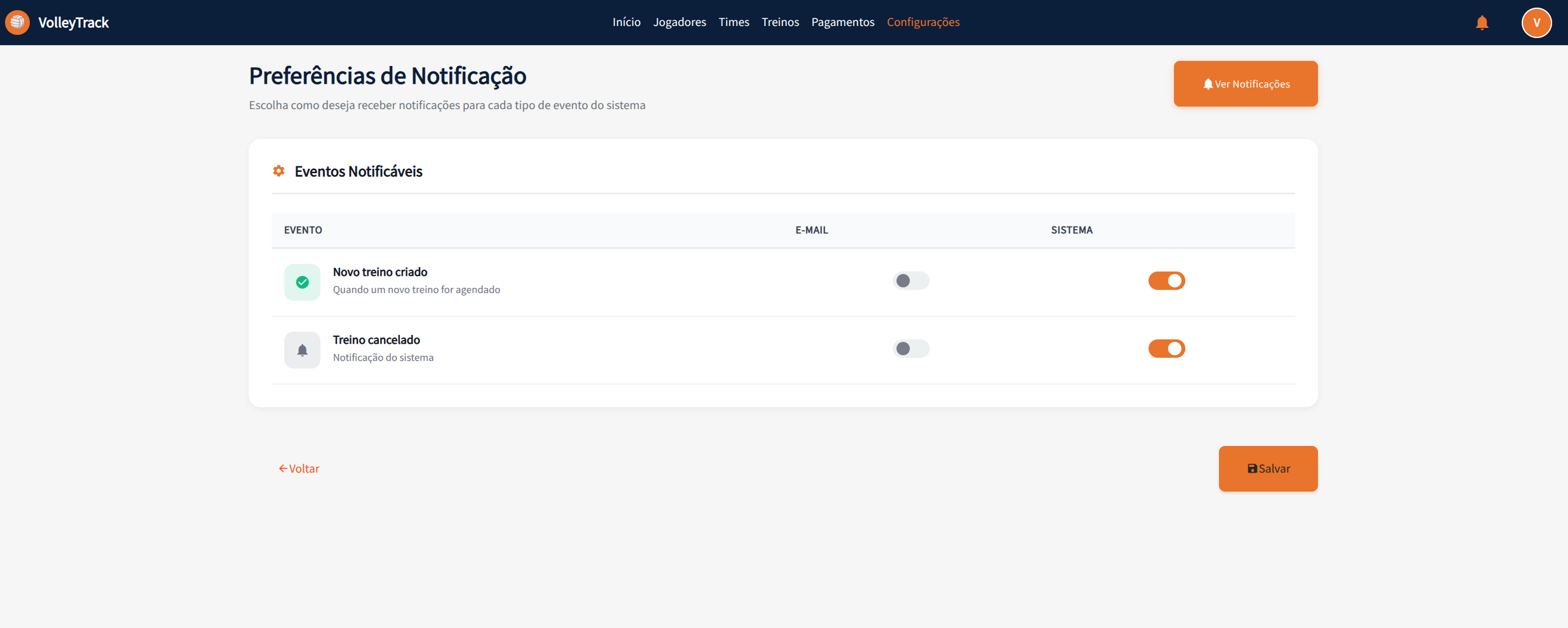 Preferências de Notificação