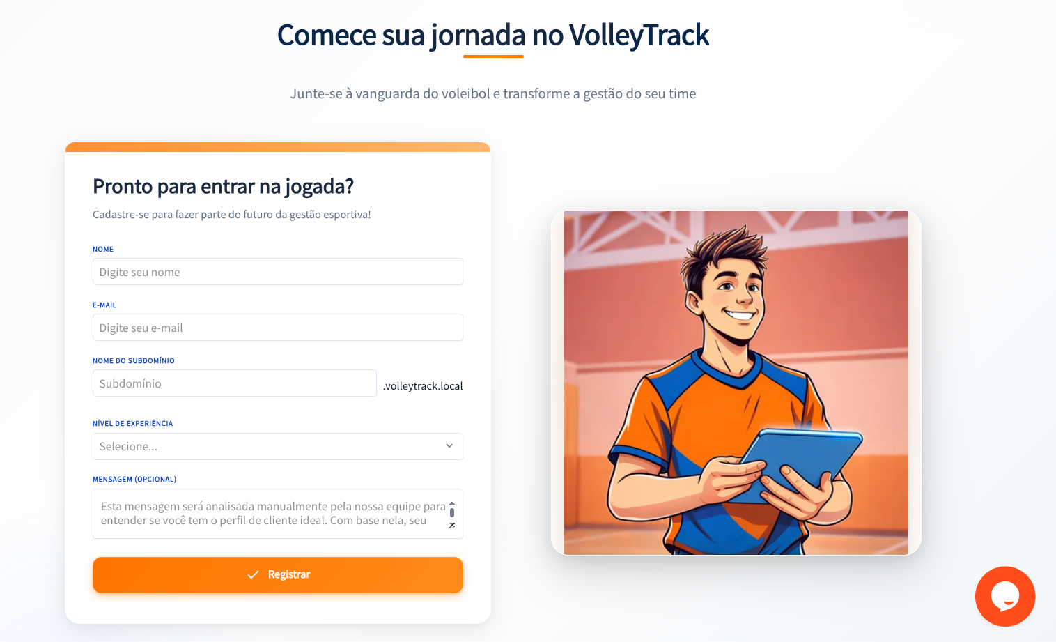 Página Inicial Registro
