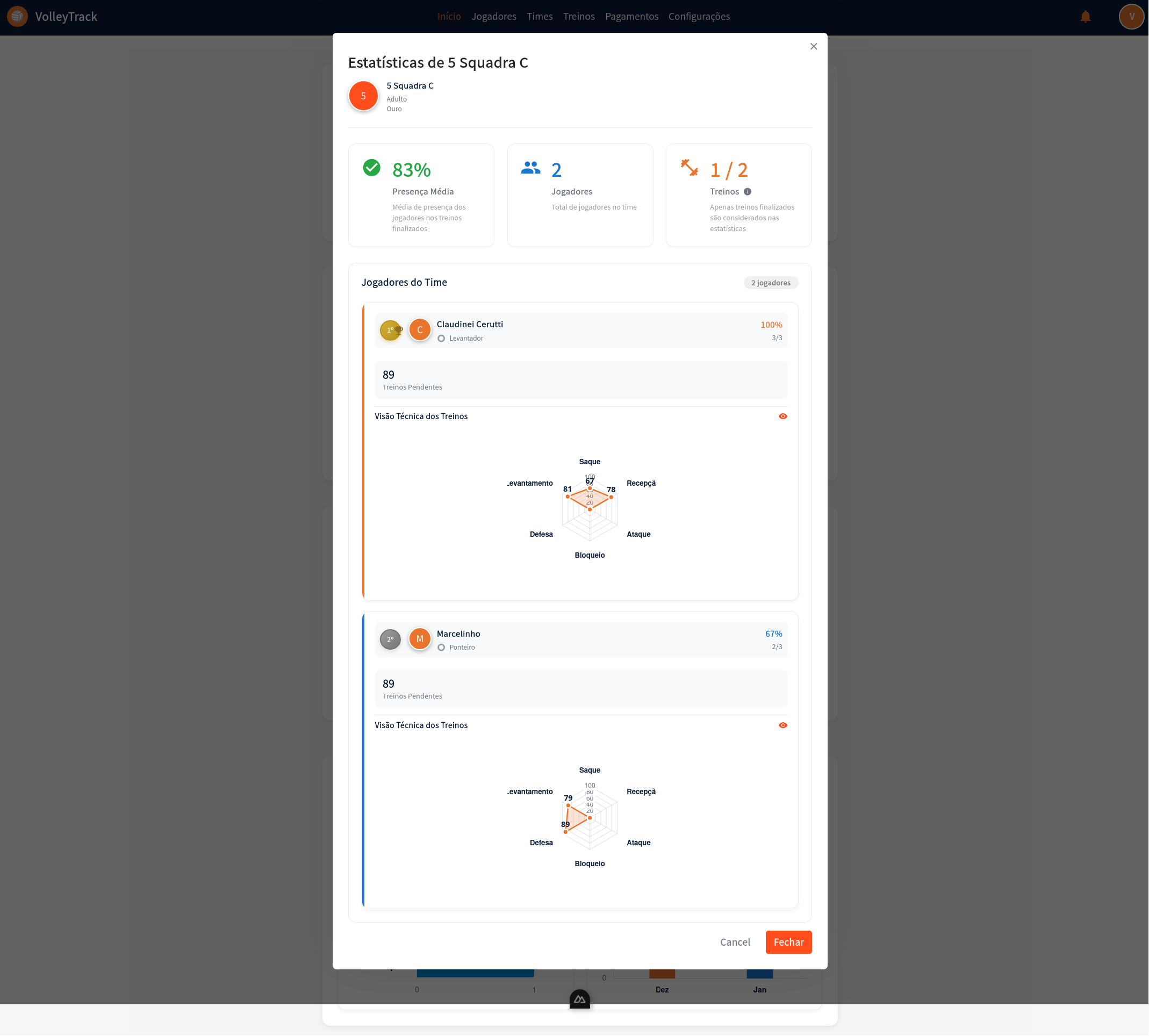 Estatísticas do Time